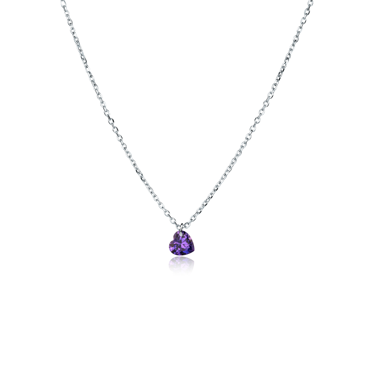 Naszyjnik celebrytka srebrna crystal heart violet-tyborowski-NA-S-135