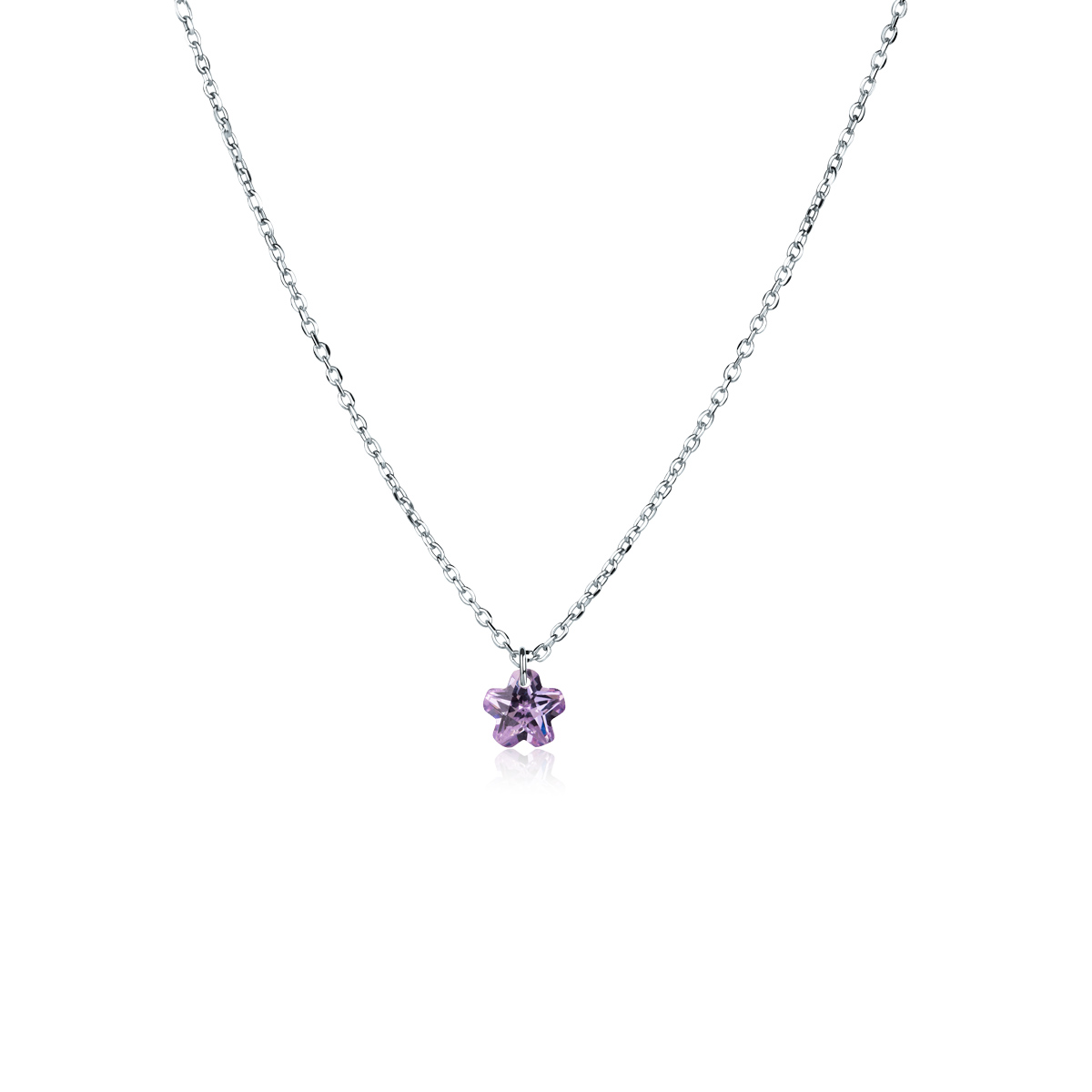 Naszyjnik celebrytka srebrna crystal flower lila-tyborowski-NA-S-136