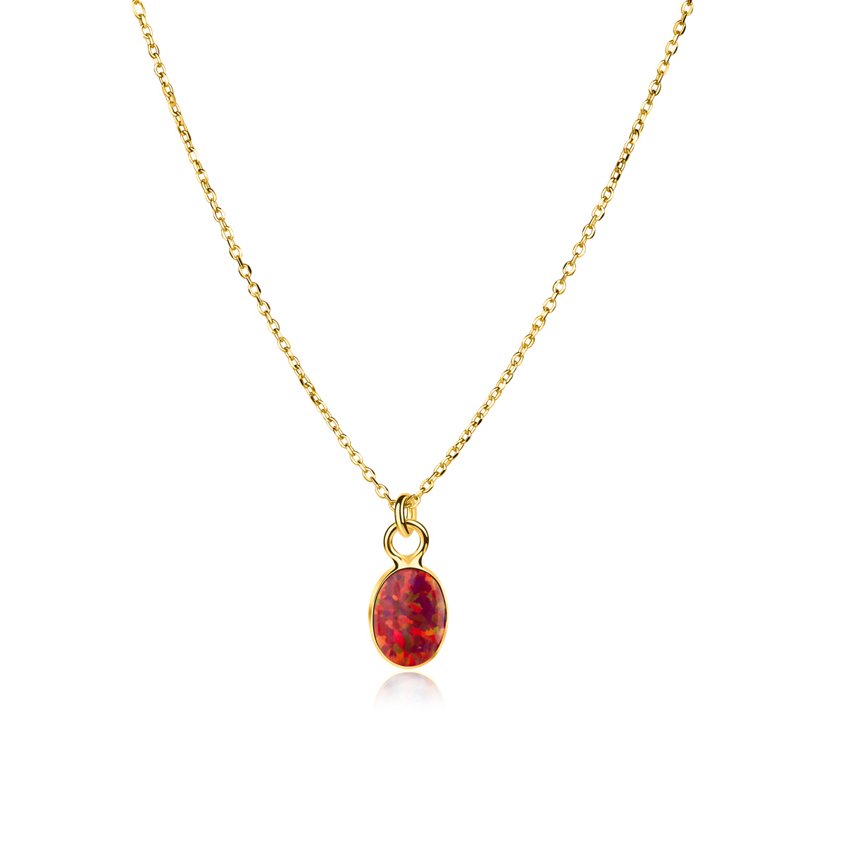 Naszyjnik pozłacany oval opal czerwony-tyborowski-NA-P-139