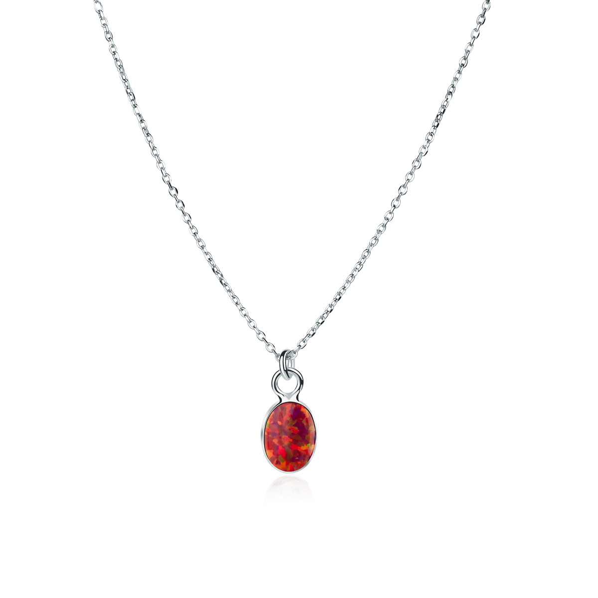 Naszyjnik srebrny oval opal czerwony-tyborowski-NA-S-139