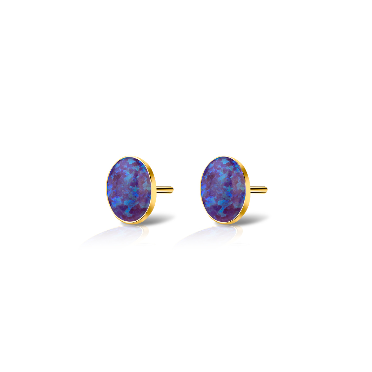 Kolczyki pozłacane oval opal szafirowy-tyborowski-KL-P-648